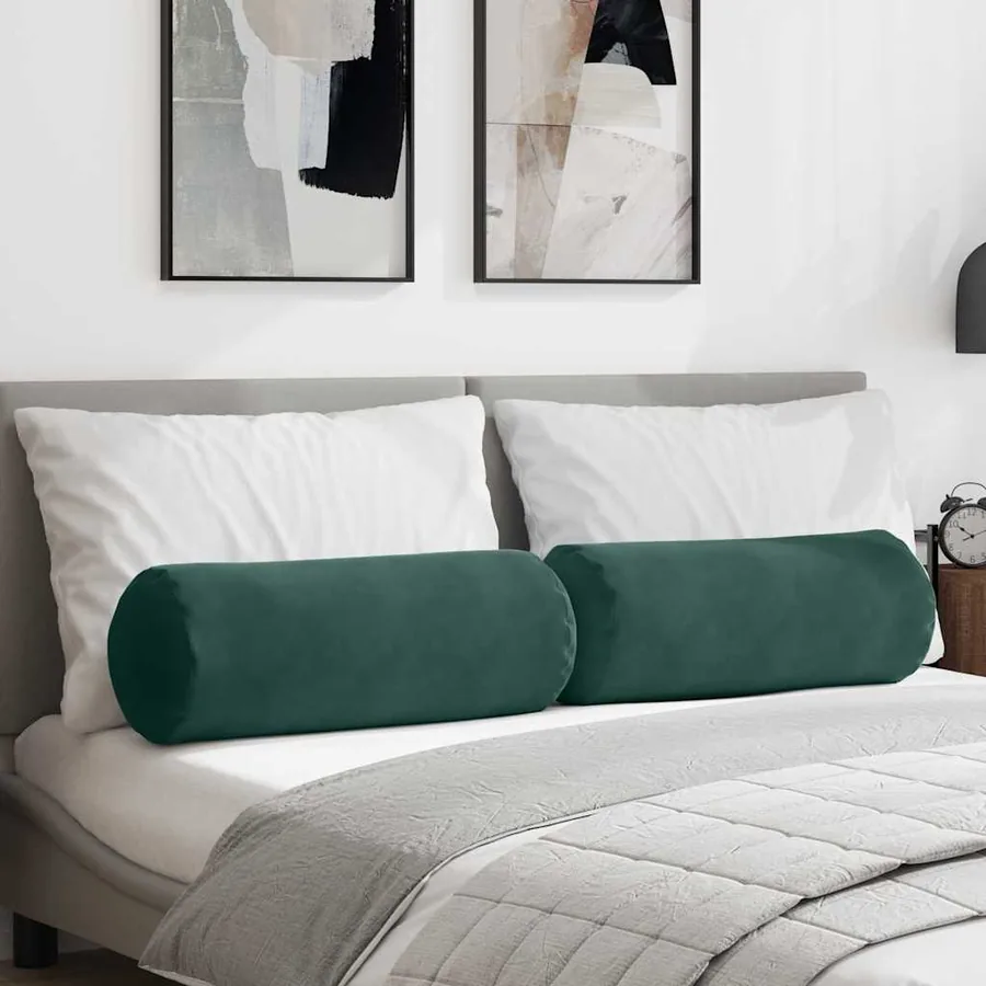 Coussins d'accent 2 pcs Vert foncé Ø 25 x 70 cm