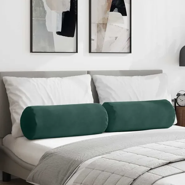 Coussins d'accent 2 pcs Vert foncé Ø 25 x 70 cm