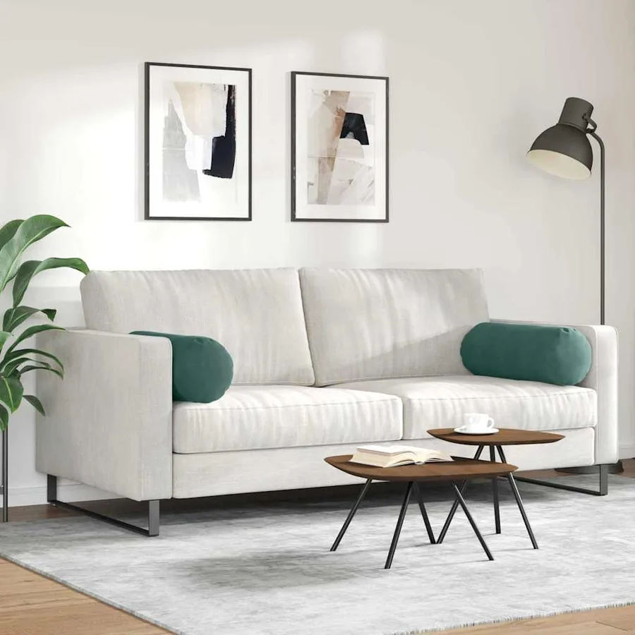Coussins d'accent 2 pcs Vert foncé Ø 25 x 70 cm - 4