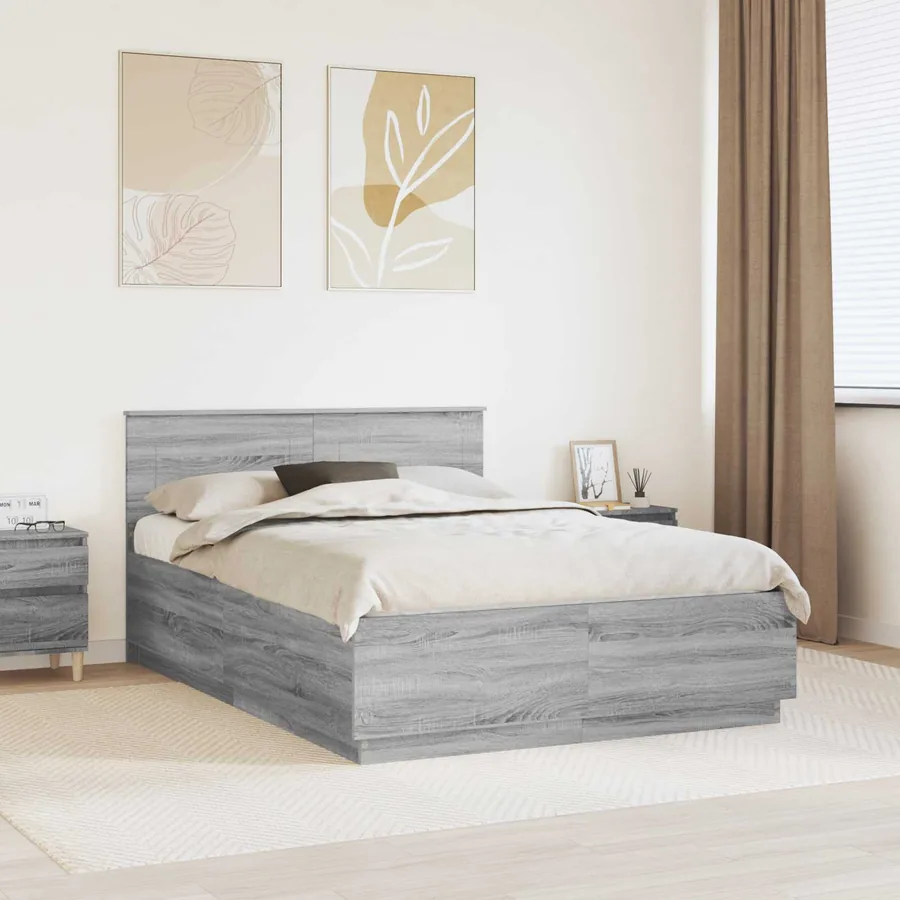 Cadre de lit Gris Sonoma 140 x 200 cm Bois d'ingénierie