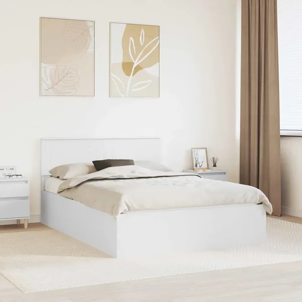Cadre de lit Blanc 140 x 190 cm Bois d'ingénierie