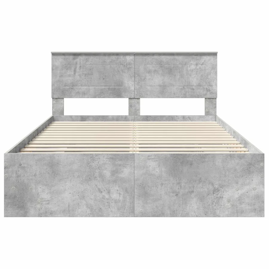 Cadre de lit Gris béton 140 x 200 cm Bois d'ingénierie - 7