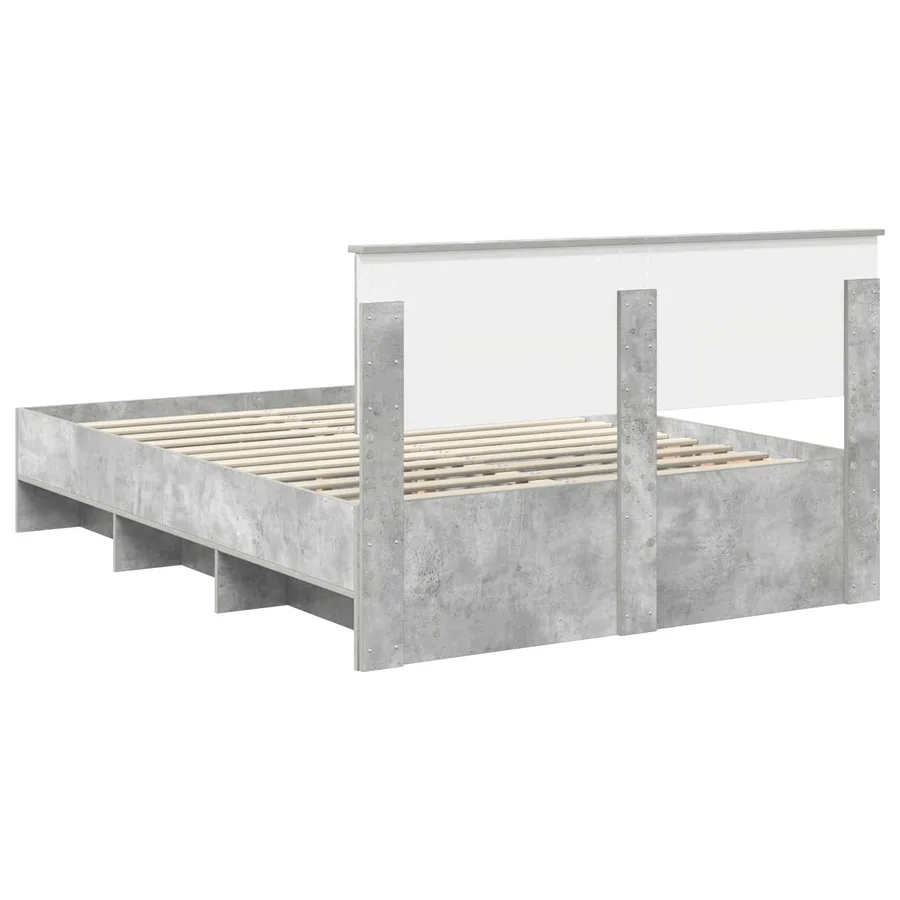 Cadre de lit Gris béton 140 x 200 cm Bois d'ingénierie - 9