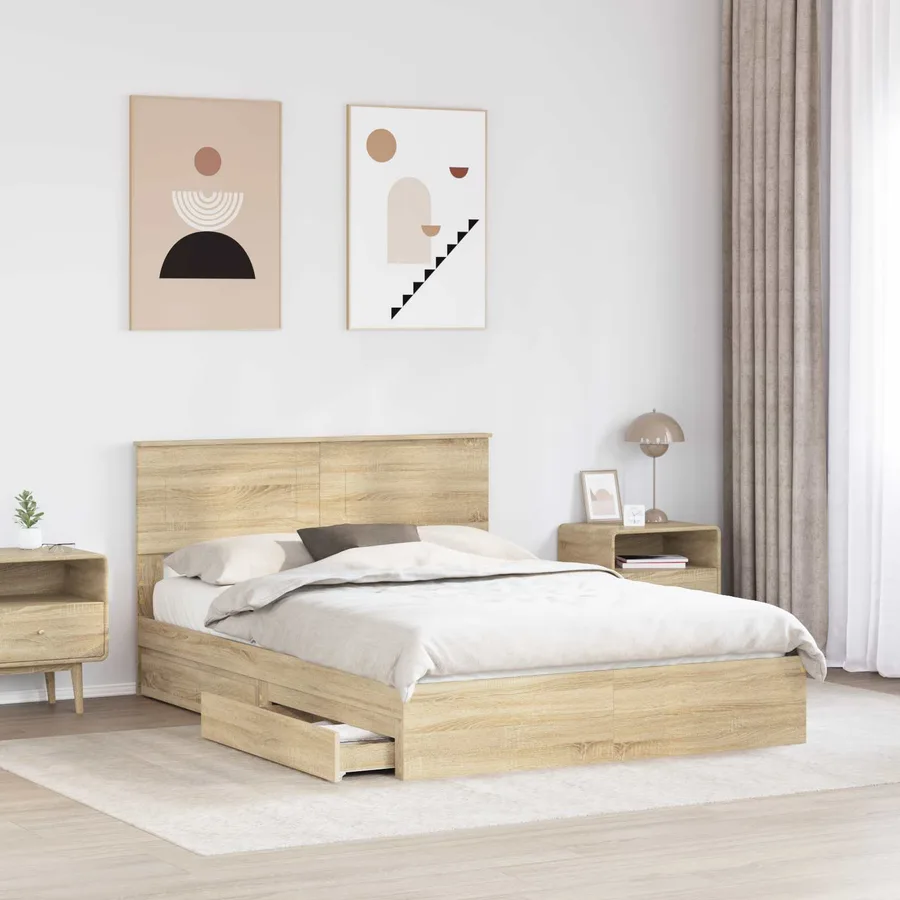 Lit de Rangement Chêne Sonoma 140 x 200 cm Bois d'ingénierie - 3