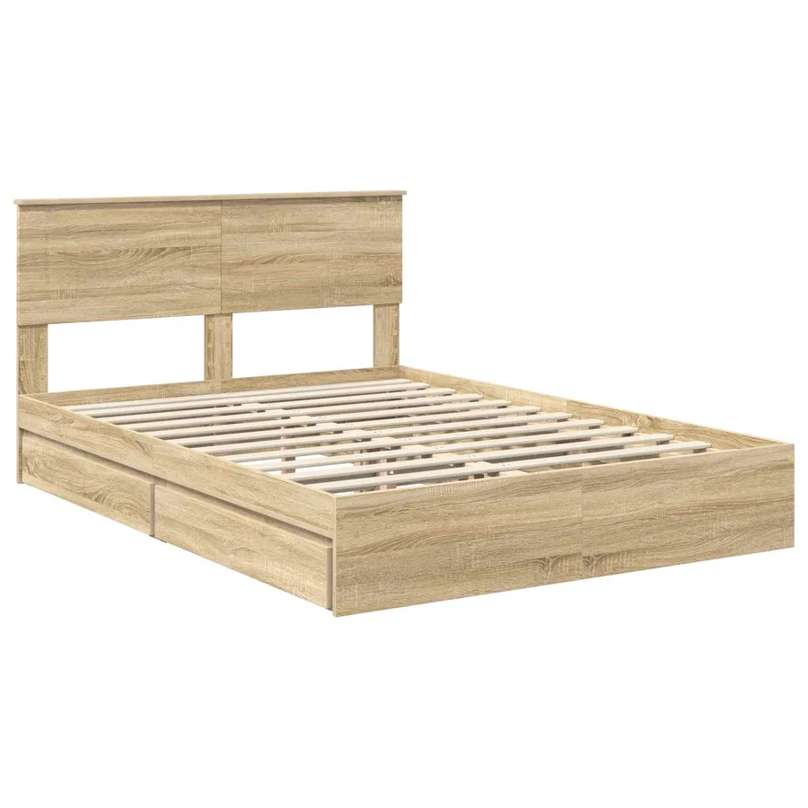 Lit de Rangement Chêne Sonoma 140 x 200 cm Bois d'ingénierie - 4