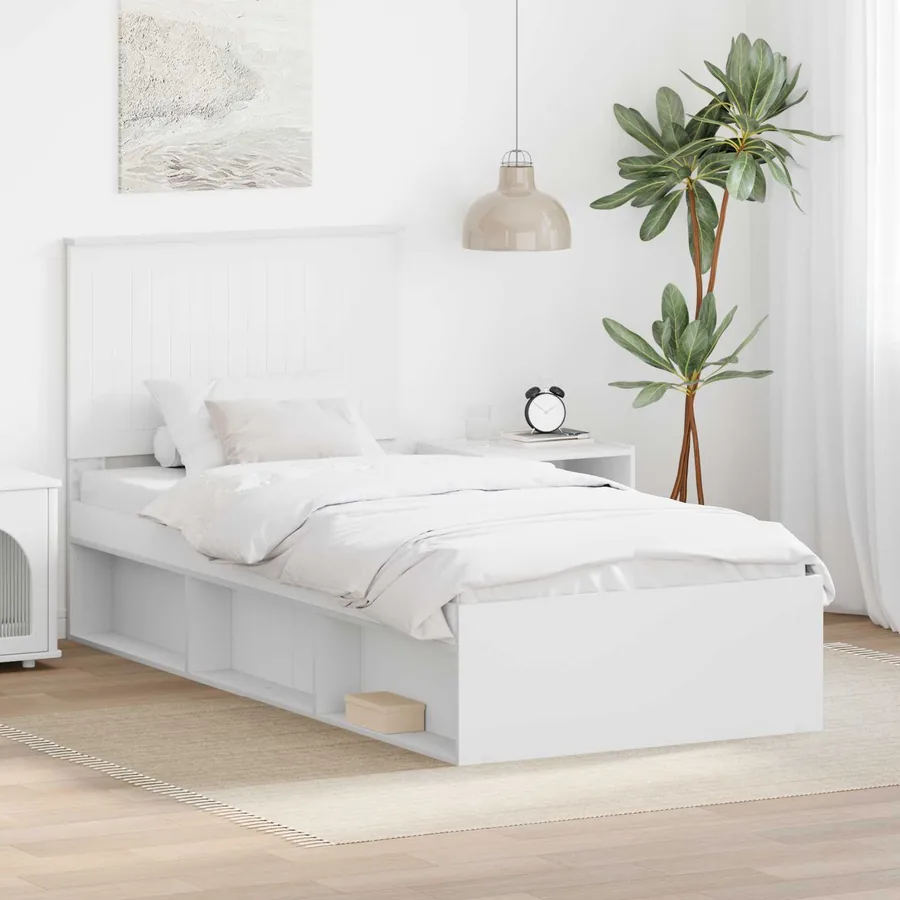 Cadre de lit Blanc 90 x 200 cm Bois de pin massif