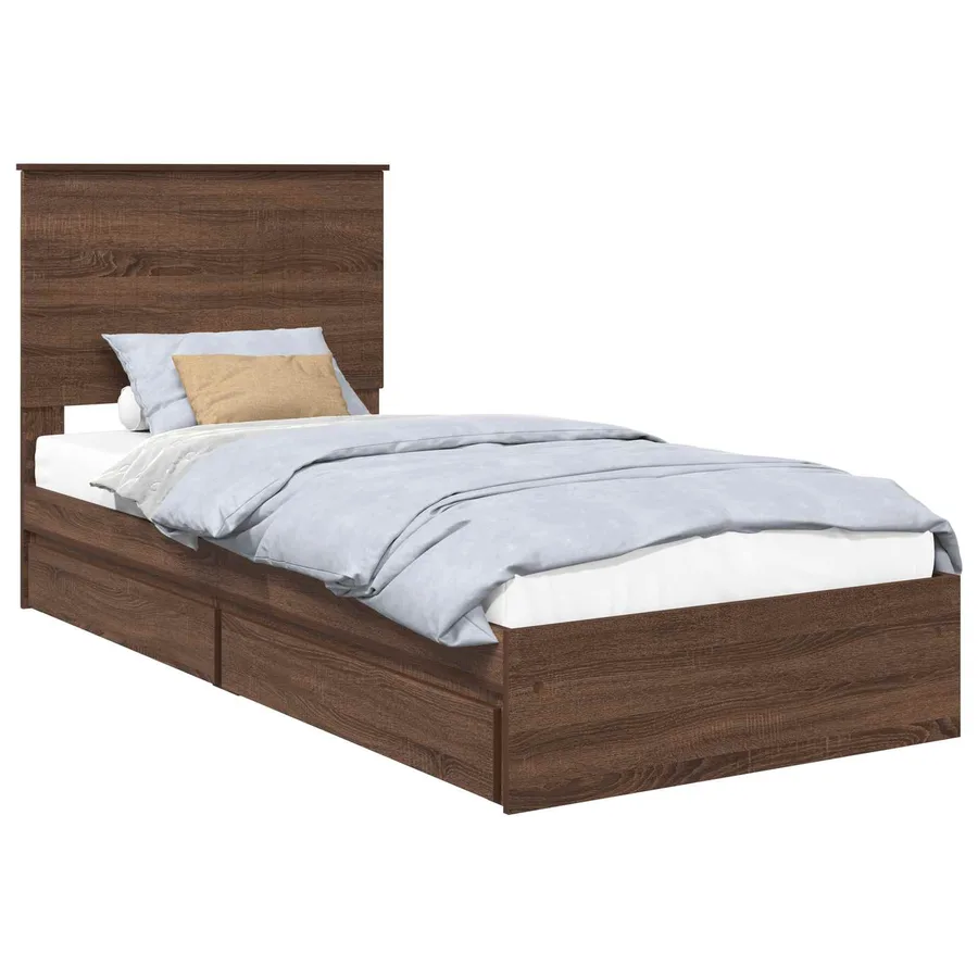 Lit de Rangement Chêne brun 90 x 190 cm Bois d'ingénierie - 2