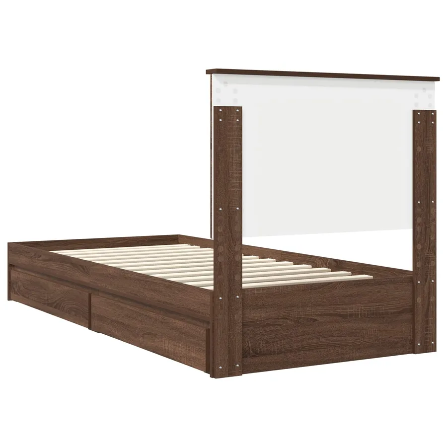 Lit de Rangement Chêne brun 90 x 190 cm Bois d'ingénierie - 8