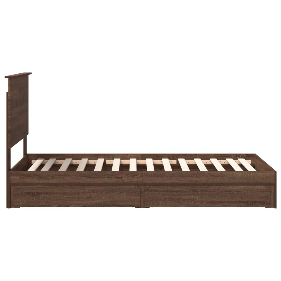 Lit de Rangement Chêne brun 90 x 190 cm Bois d'ingénierie - 9