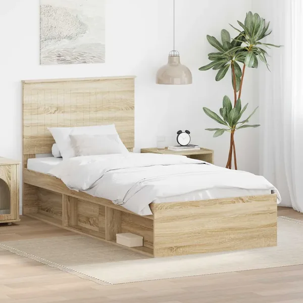 Cadre de lit Chêne Sonoma 90 x 190 cm Bois de pin massif