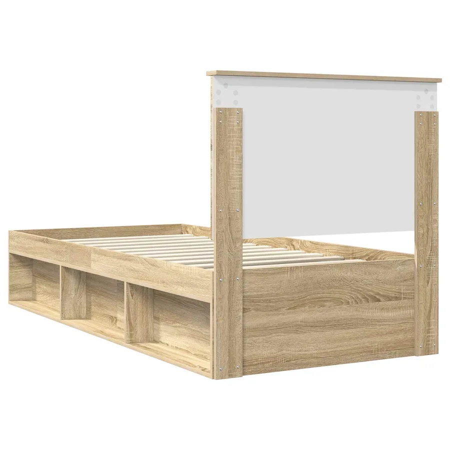 Cadre de lit Chêne Sonoma 90 x 190 cm Bois de pin massif - 9