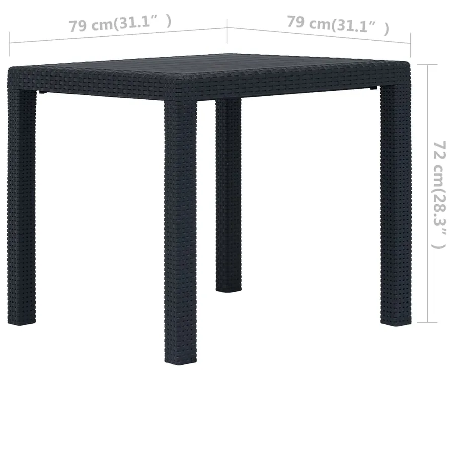 Table de jardin Anthracite 79x79x72cm Plastique Aspect de rotin - 5