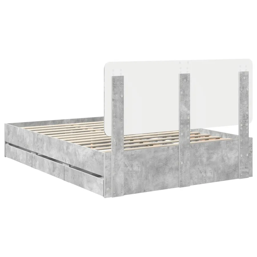 Cadre de lit Gris béton 140 x 190 cm Bois Ingénierie - 10
