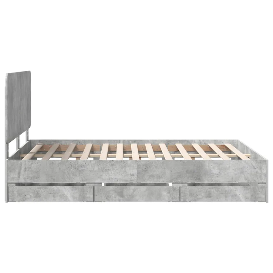 Cadre de lit Gris béton 140 x 190 cm Bois Ingénierie - 9
