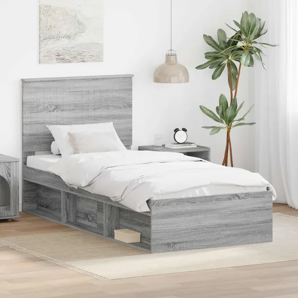 Cadre de lit Gris Sonoma 90 x 190 cm Bois de pin massif