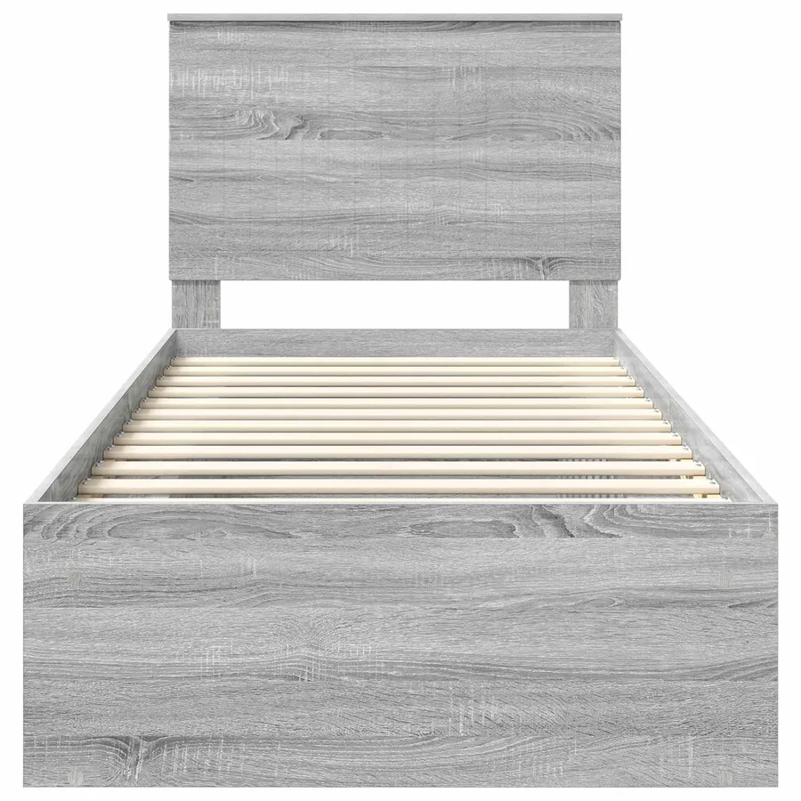 Cadre de lit Gris Sonoma 90 x 190 cm Bois de pin massif - 7