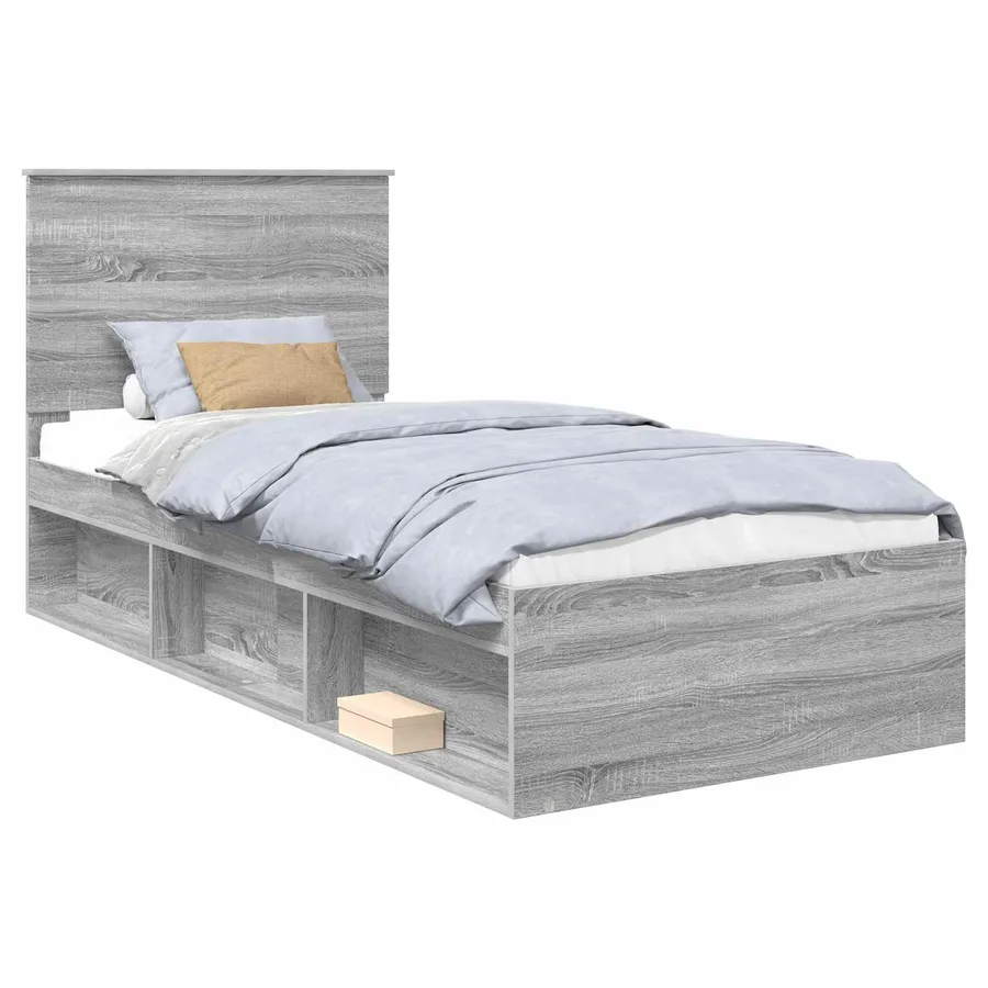Cadre de lit Gris Sonoma 90 x 190 cm Bois de pin massif - 2