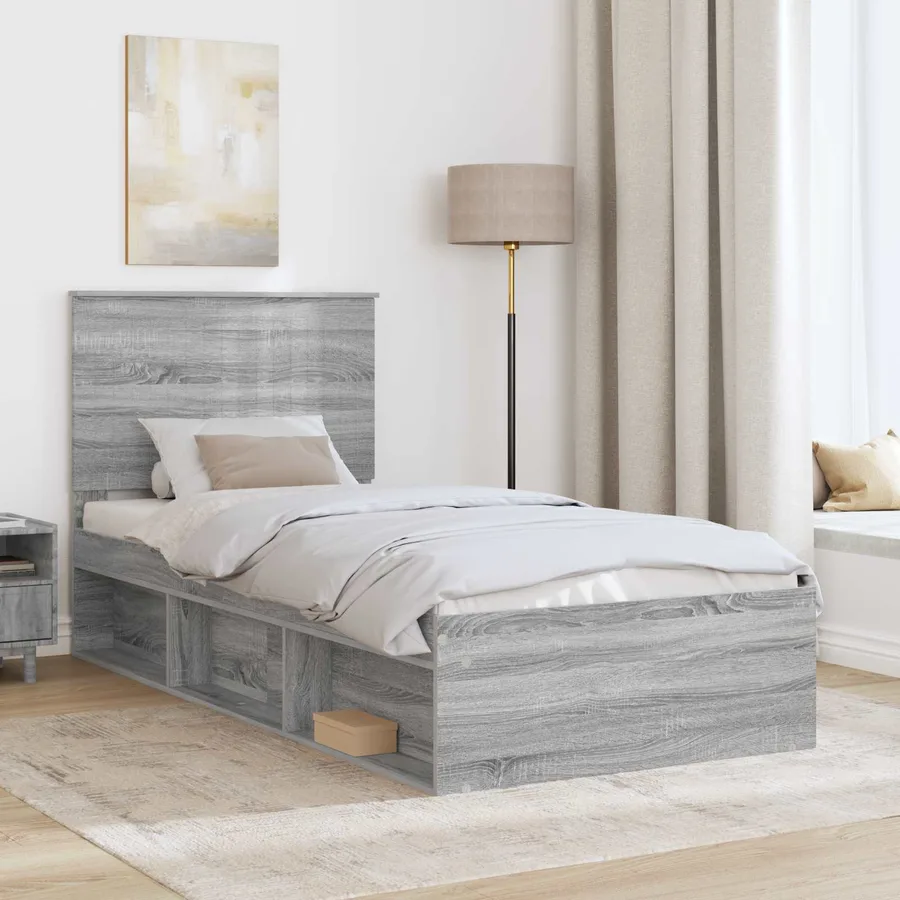 Cadre de lit Gris Sonoma 90 x 190 cm Bois de pin massif - 3