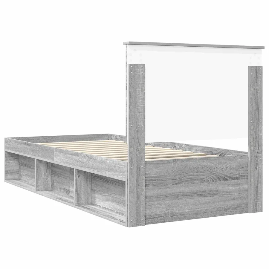 Cadre de lit Gris Sonoma 90 x 190 cm Bois de pin massif - 9