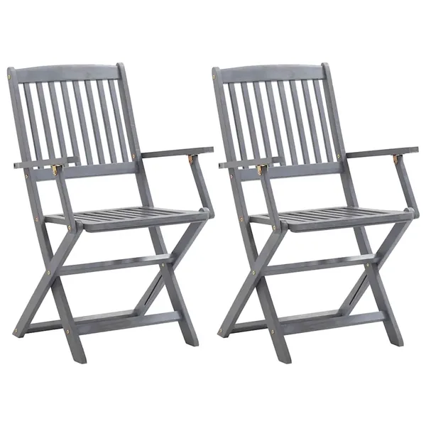 Chaises pliables d'extérieur lot de 2 Bois d'acacia solide