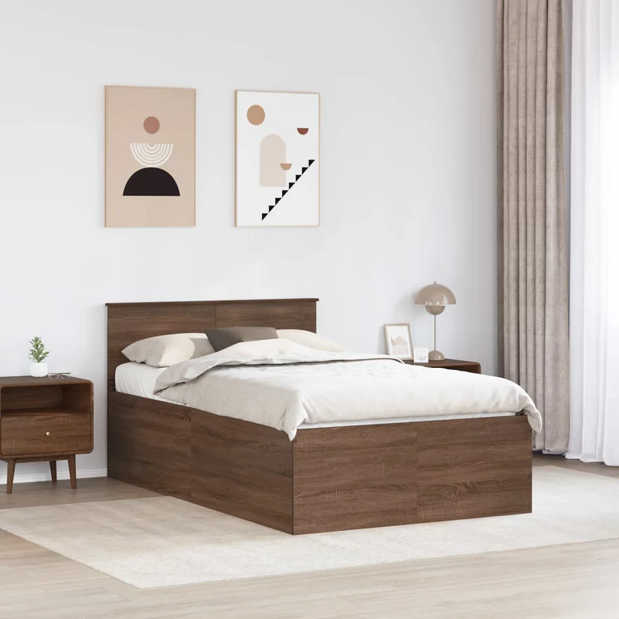 Cadre de lit Chêne brun 120 x 190 cm Bois d'ingénierie - 3