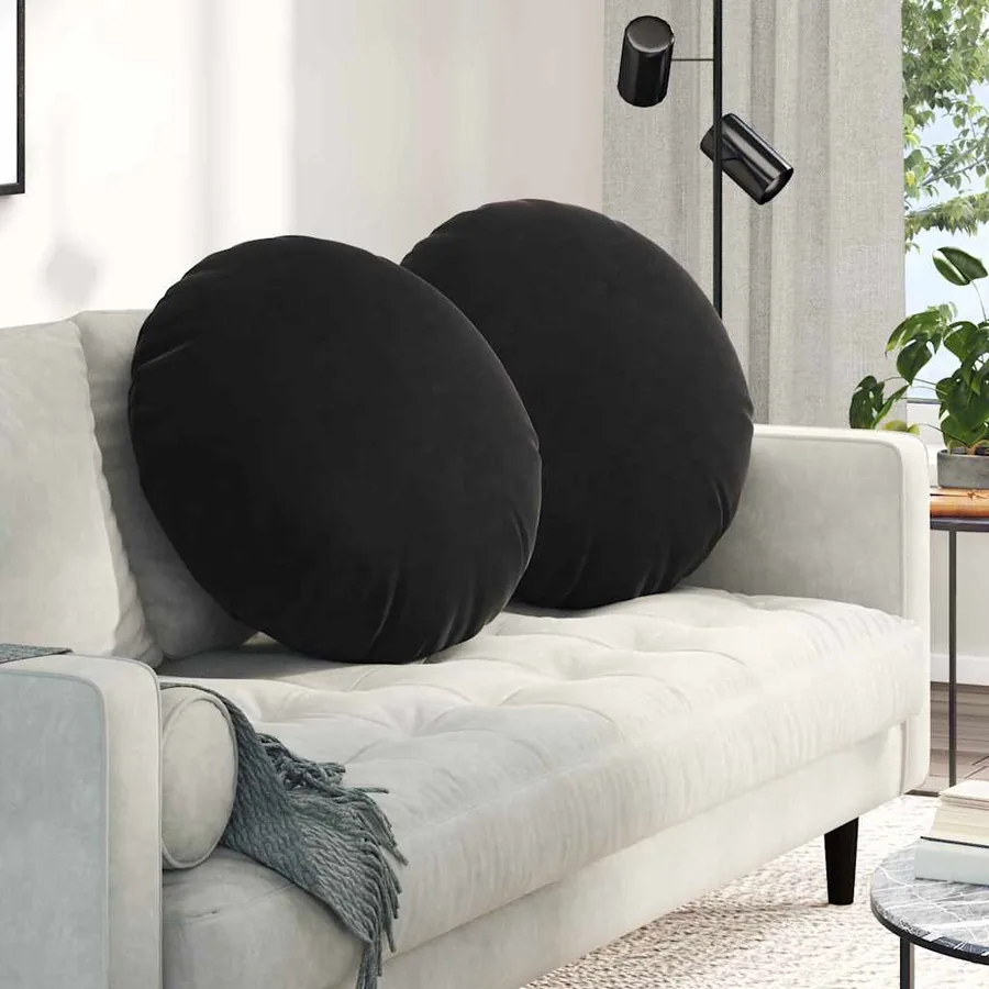 Coussins de siège 2 pcs Noir Ø 80 x 29 cm Velours