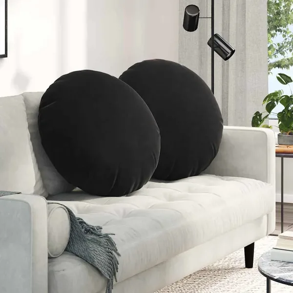 Coussins de siège 2 pcs Noir Ø 80 x 29 cm Velours