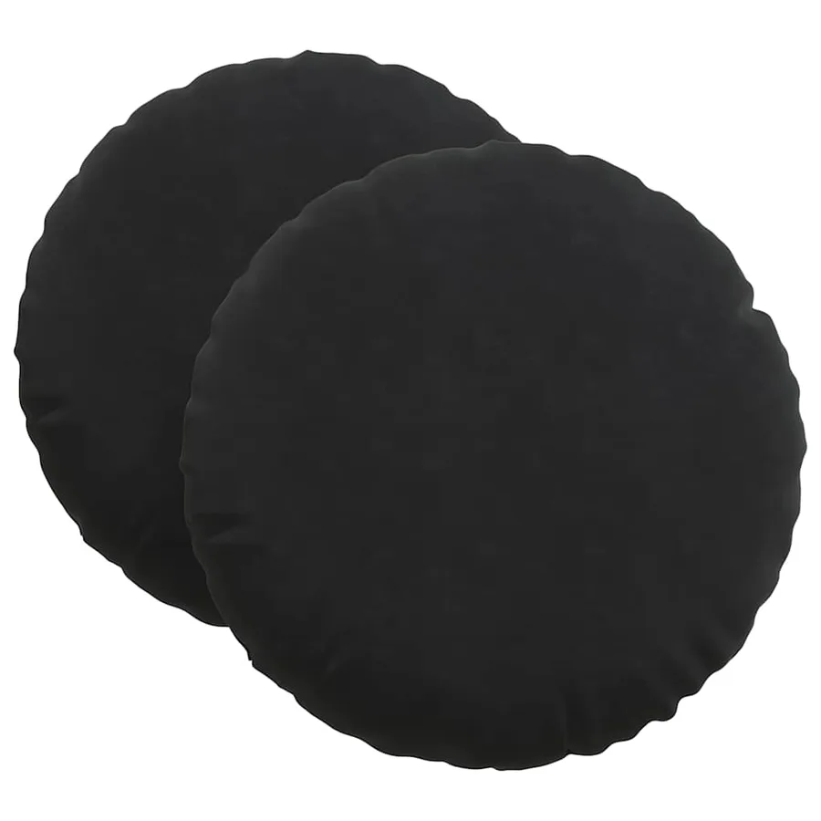 Coussins de siège 2 pcs Noir Ø 80 x 29 cm Velours - 2