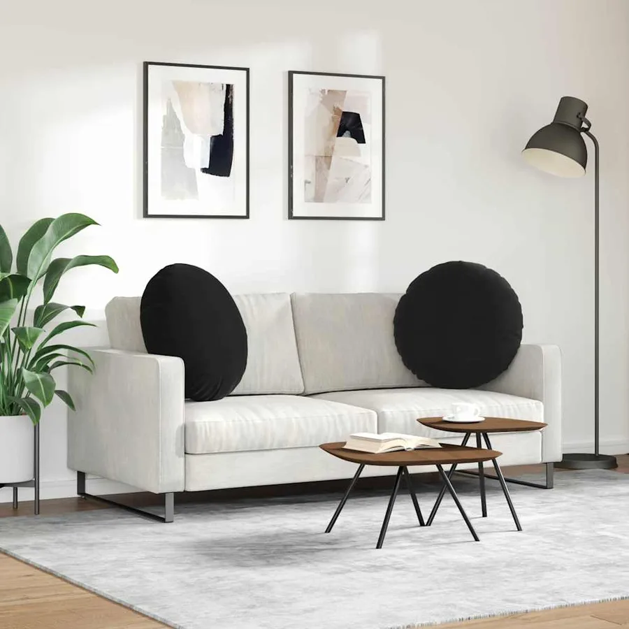 Coussins de siège 2 pcs Noir Ø 80 x 29 cm Velours - 4