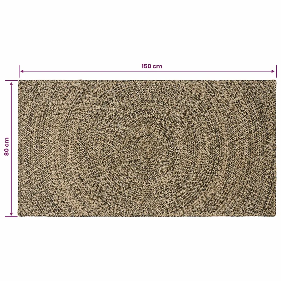 Tapis de surface Naturel et noir 80 x 150 cm Jute - 8