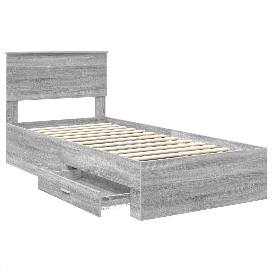 Cadre de lit avec tête de lit Sonoma Gris et Argent 75 x 190 cm - 5