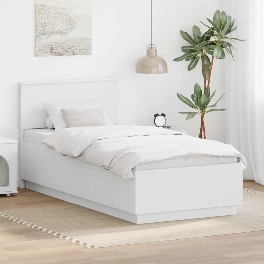 Cadre de lit Blanc 75 x 190 cm Bois d'ingénierie