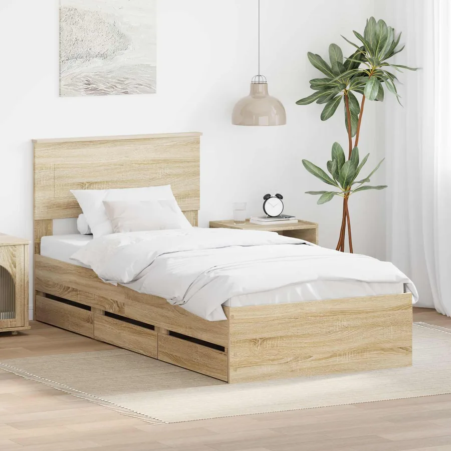 Cadre de lit Chêne Sonoma 75 x 190 cm Bois Ingénierie