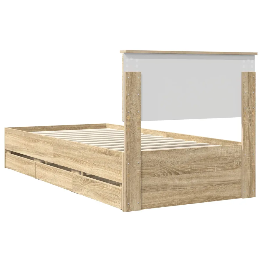 Cadre de lit Chêne Sonoma 75 x 190 cm Bois Ingénierie - 10