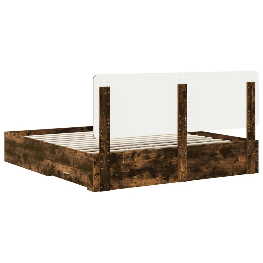 Cadre de lit Chêne fumé 200 x 200 cm Bois d'ingénierie - 10