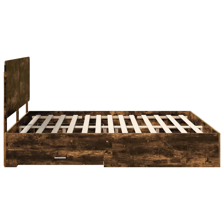 Cadre de lit Chêne fumé 200 x 200 cm Bois d'ingénierie - 9