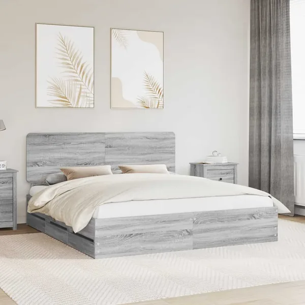 Cadre de lit Gris Sonoma 180 x 200 cm Bois Ingénierie