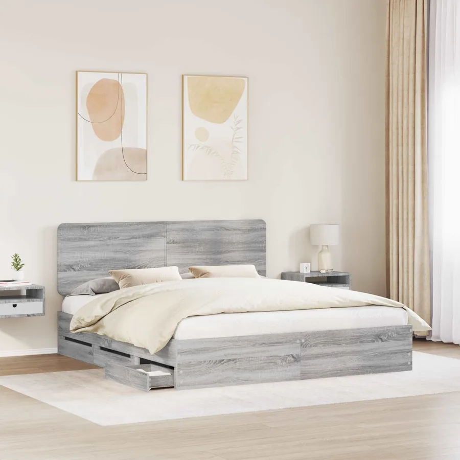 Cadre de lit Gris Sonoma 180 x 200 cm Bois Ingénierie - 3