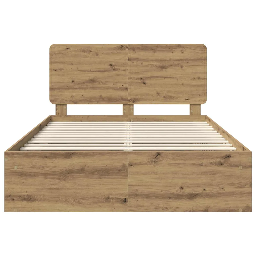 Cadre de lit Chêne artisan 140 x 190 cm Bois de pin massif - 7