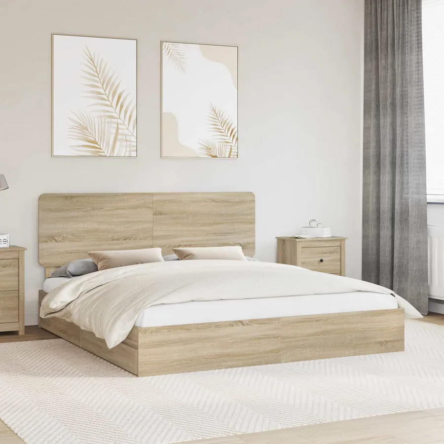 Lit de Rangement Chêne Sonoma 180 x 200 cm Bois d'ingénierie