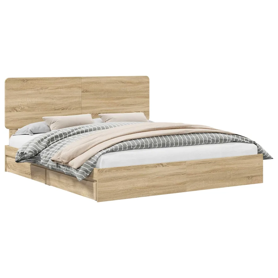 Lit de Rangement Chêne Sonoma 180 x 200 cm Bois d'ingénierie - 2