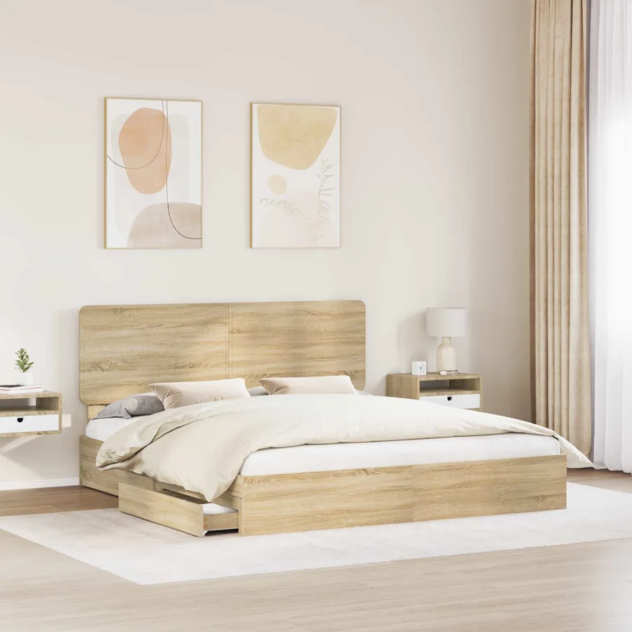 Lit de Rangement Chêne Sonoma 180 x 200 cm Bois d'ingénierie - 3