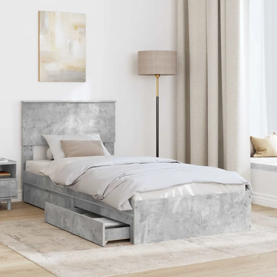 Lit de Rangement Gris béton 70 x 190 cm Bois d'ingénierie - 3