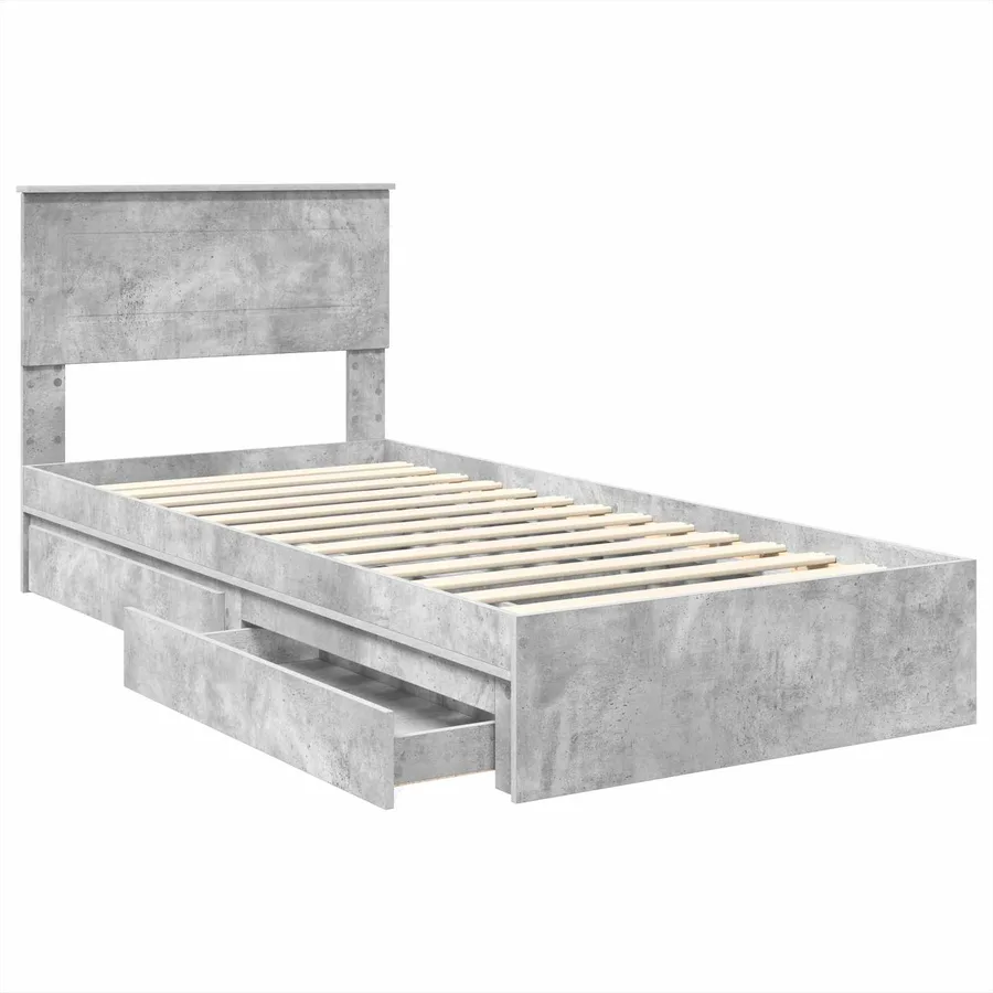 Lit de Rangement Gris béton 70 x 190 cm Bois d'ingénierie - 5