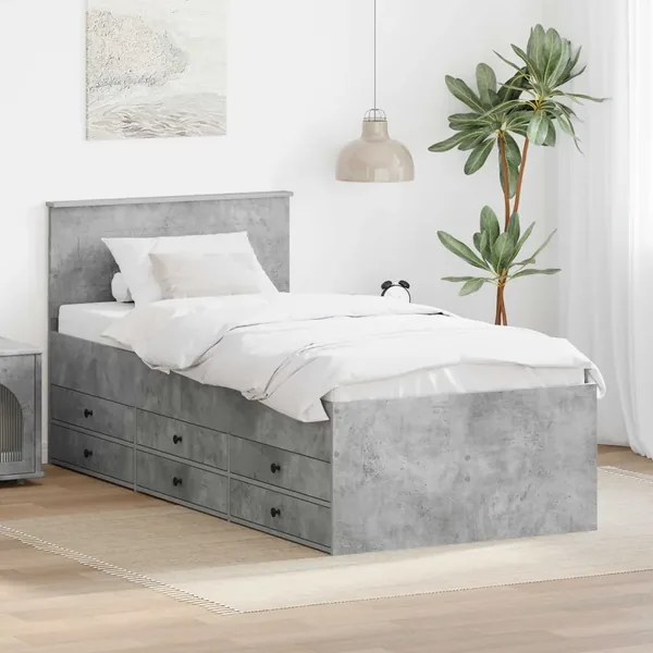 Lit d'appoint Gris béton et noir 70 x 190 cm Bois d'ingénierie