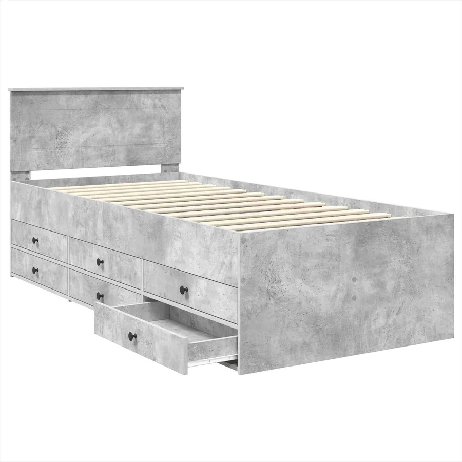 Lit d'appoint Gris béton et noir 70 x 190 cm Bois d'ingénierie - 5