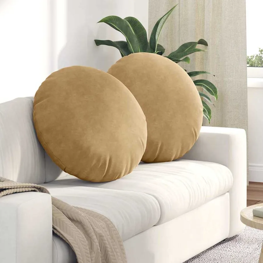 Coussins de siège 2 pcs Marron Ø 80 x 29 cm Velours