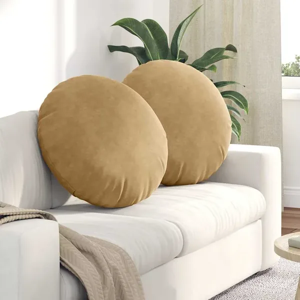 Coussins de siège 2 pcs Marron Ø 80 x 29 cm Velours
