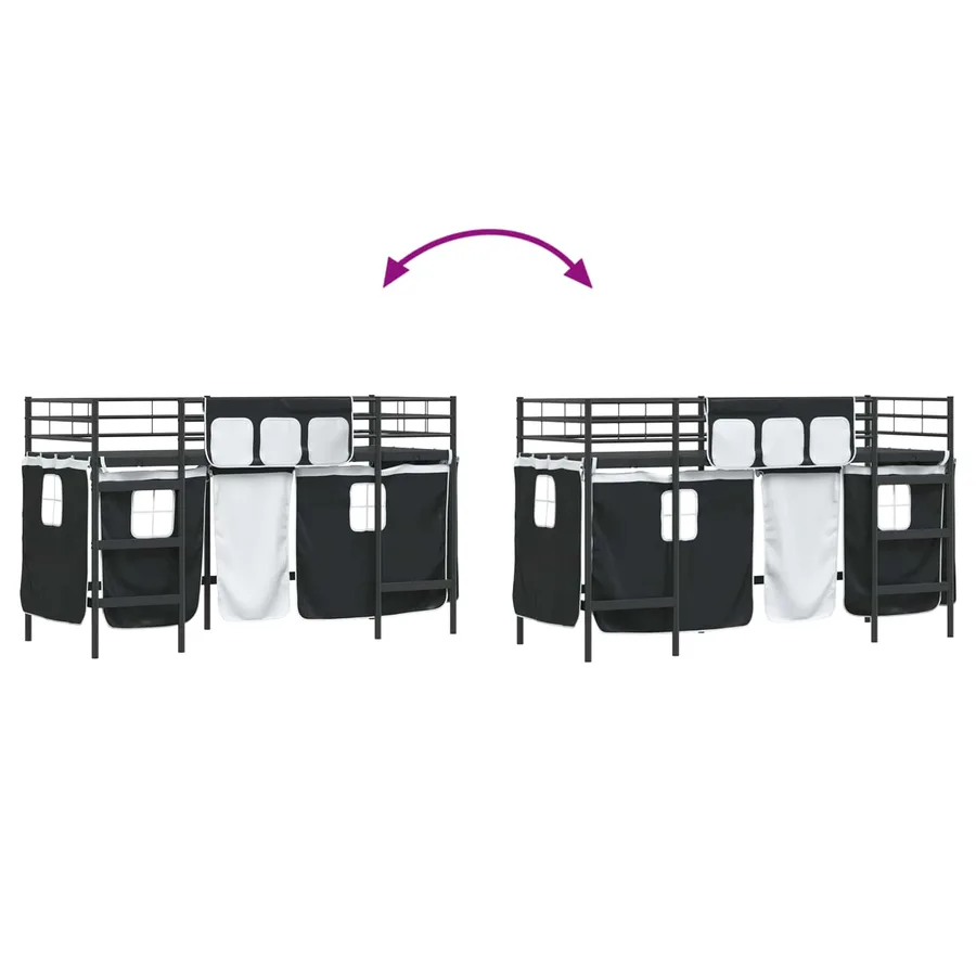 Cadre de Lit Mezzanine pour Enfants avec Rideaux Noir - 13