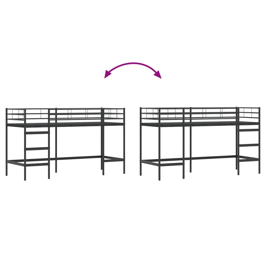 Lit mezzanine pour enfants Uni Noir 100 x 190 cm Acier - 9